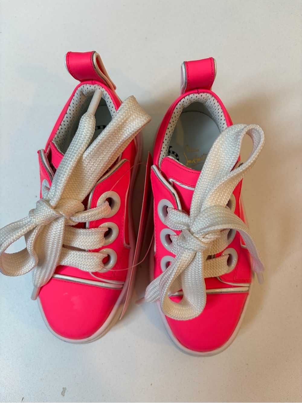 Christian Louboutin Kids Neon Pink Lace-Up Sneakers